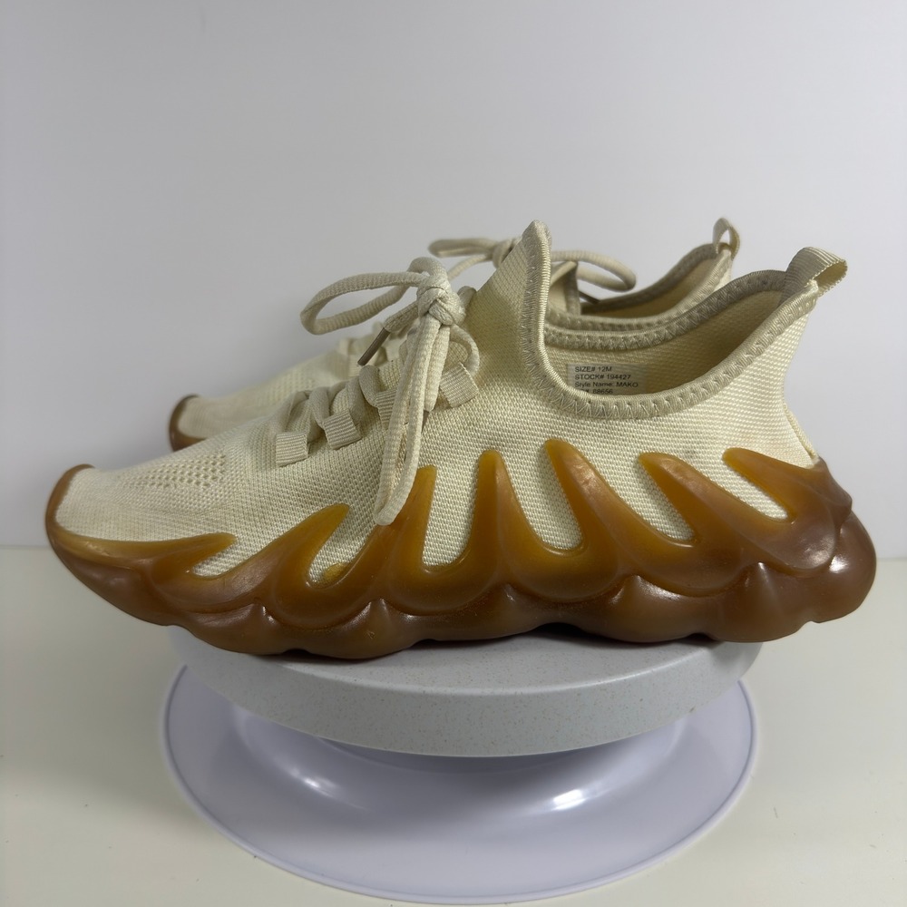 Mako Air Mens Knit Sneakers Cream Gum Sculptural Mesh Running Shoes Size 12M - Picture 2 of 13
